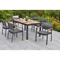 Gartentischgruppe Astros 13-tlg. Graphitfarben - Graphitfarben/Naturfarben, KONVENTIONELL, Kunststoff/Textil - Gardenson