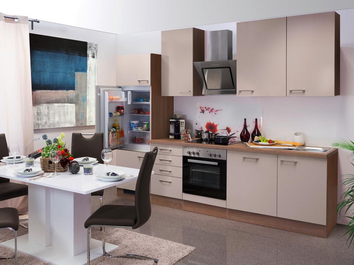 Küchenblock in Kaschmir/ Sonoma Eiche 'Nepal' - Kaschmir/Edelstahlfarben, MODERN, Holzwerkstoff/Metall (280cm) - FlexWell