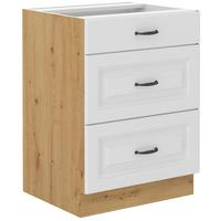 Baza 3 Ladice 60 Premium Box Stilo - bijela/hrast Artisan, Moderno, drvni materijal/metal (60/82/52cm)