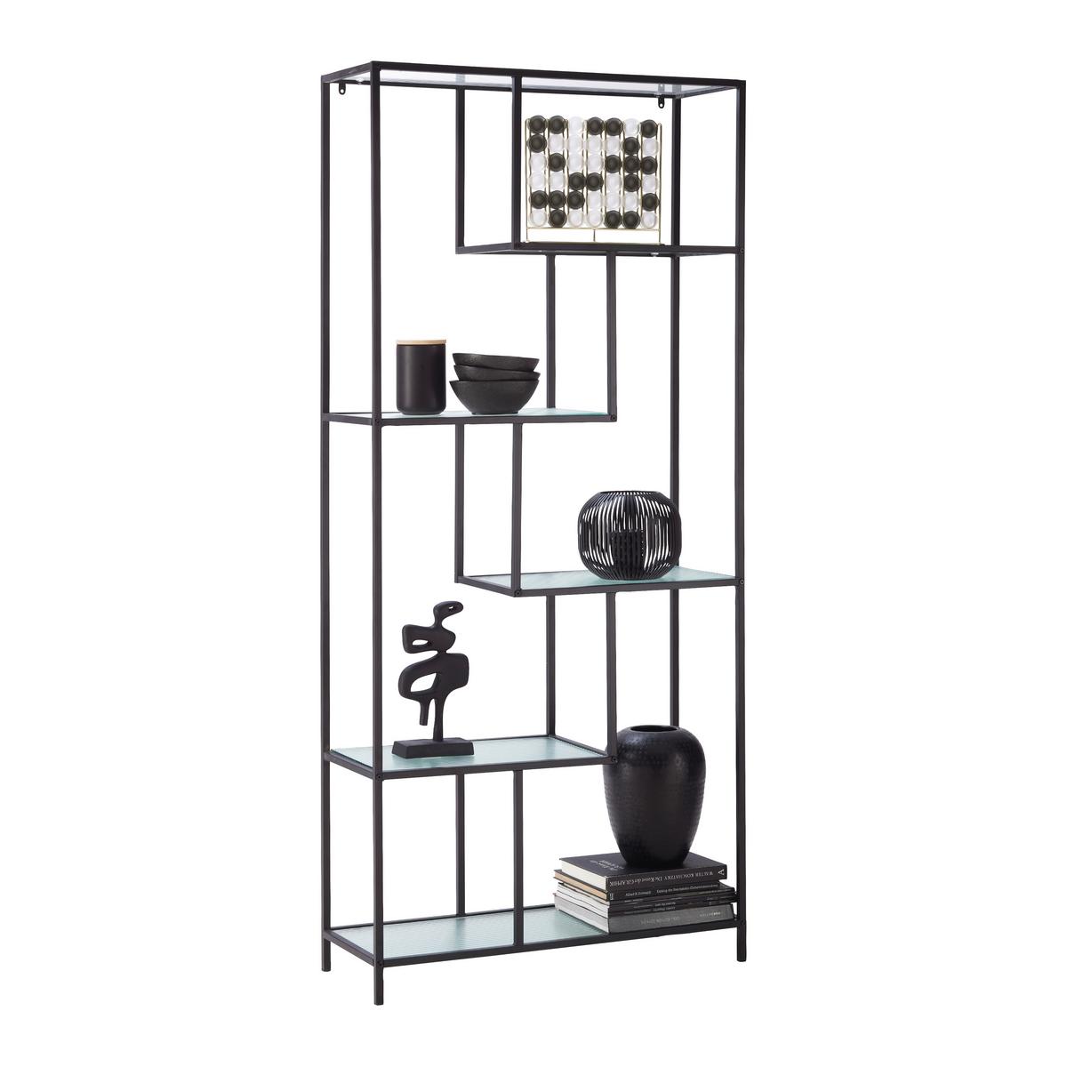 Regal Shine -Exklusiv- - črna, Moderno, kovina/steklo (80/180/30cm) - Mömax