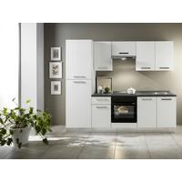 Küchenblock Belluna m. Geräten Weiß - Dunkelgrau/Alufarben, Basics, Holzwerkstoff/Kunststoff (250cm) - MID.YOU