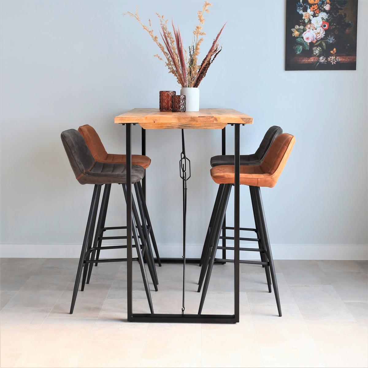 Bartisch INDUSTRIAL in Holz Braun ca.130x70x110cm - Schwarz/Braun, MODERN, Holz/Metall (130/70/110cm) - MID.YOU