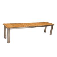 Sitzbank Teakholz Dallas L: 180 cm - Silberfarben/Teakfarben, Basics, Holz/Metall (180/38/45cm) - Gardenson