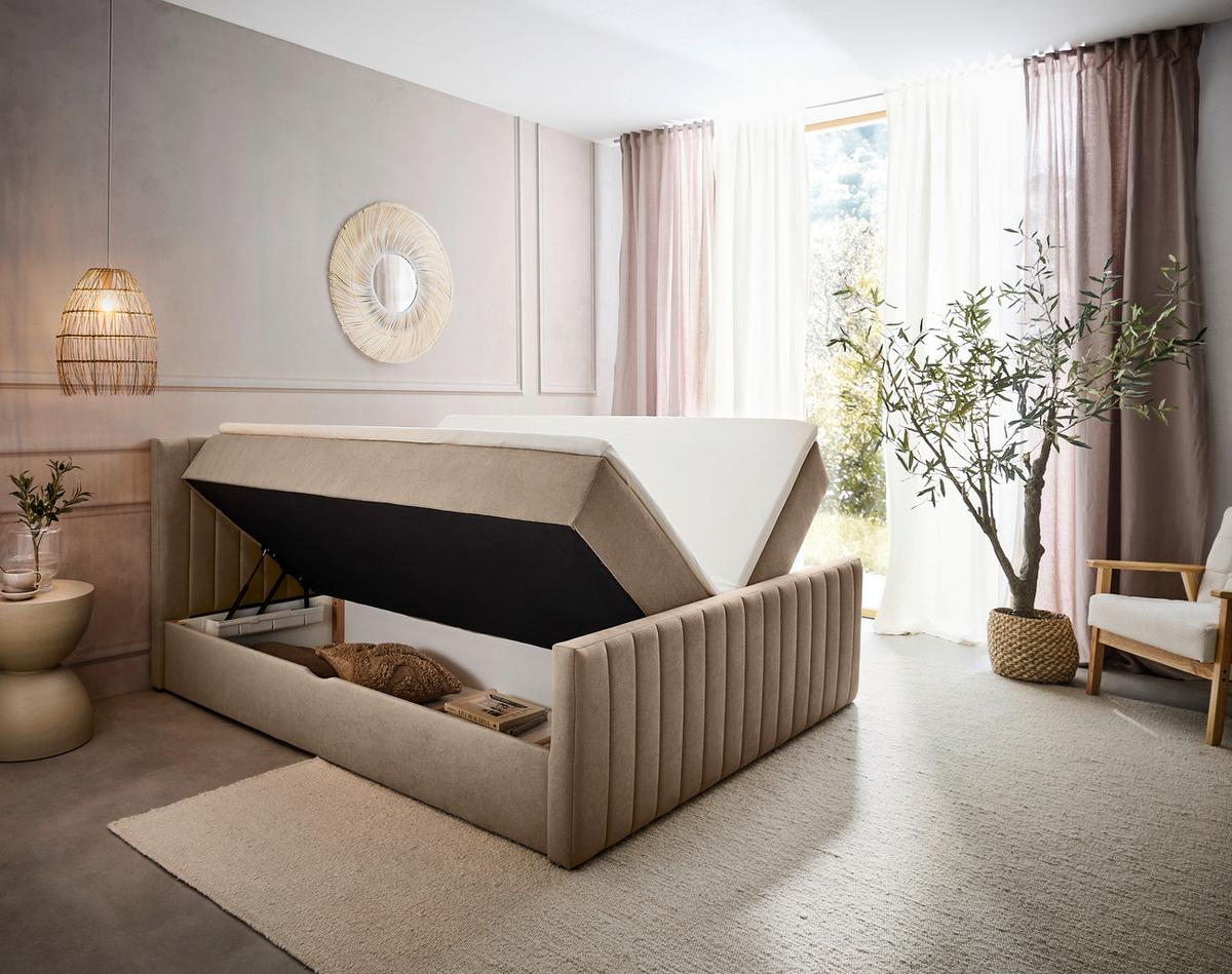 Box Krevet Sontje - crna/taupe, Konvencionalno, tekstil/plastika (140/200cm) - Modern Living