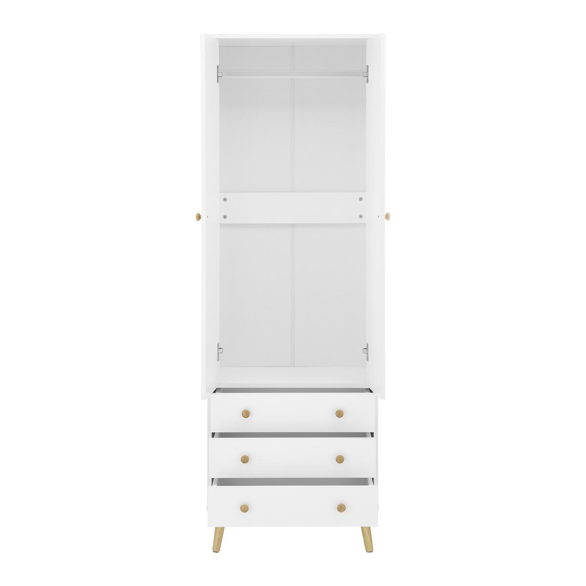 Drehtürenschrank Ludo Weiß ca. 60x180x40 cm - Weiß/Naturfarben, MODERN, Holz/Metall (60/180/40cm) - Bessagi Home
