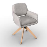 Armlehnstuhl Adrien Greige Webstoff Drehbar Gepolstert - Greige/Naturfarben, MODERN, Holz/Textil (64/59/92cm) - Bessagi Home