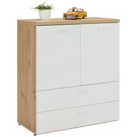 Kommode in Weiß/Eichefarben - Eichefarben/Weiß, MODERN, Holzwerkstoff (90/100/45cm) - Mömax