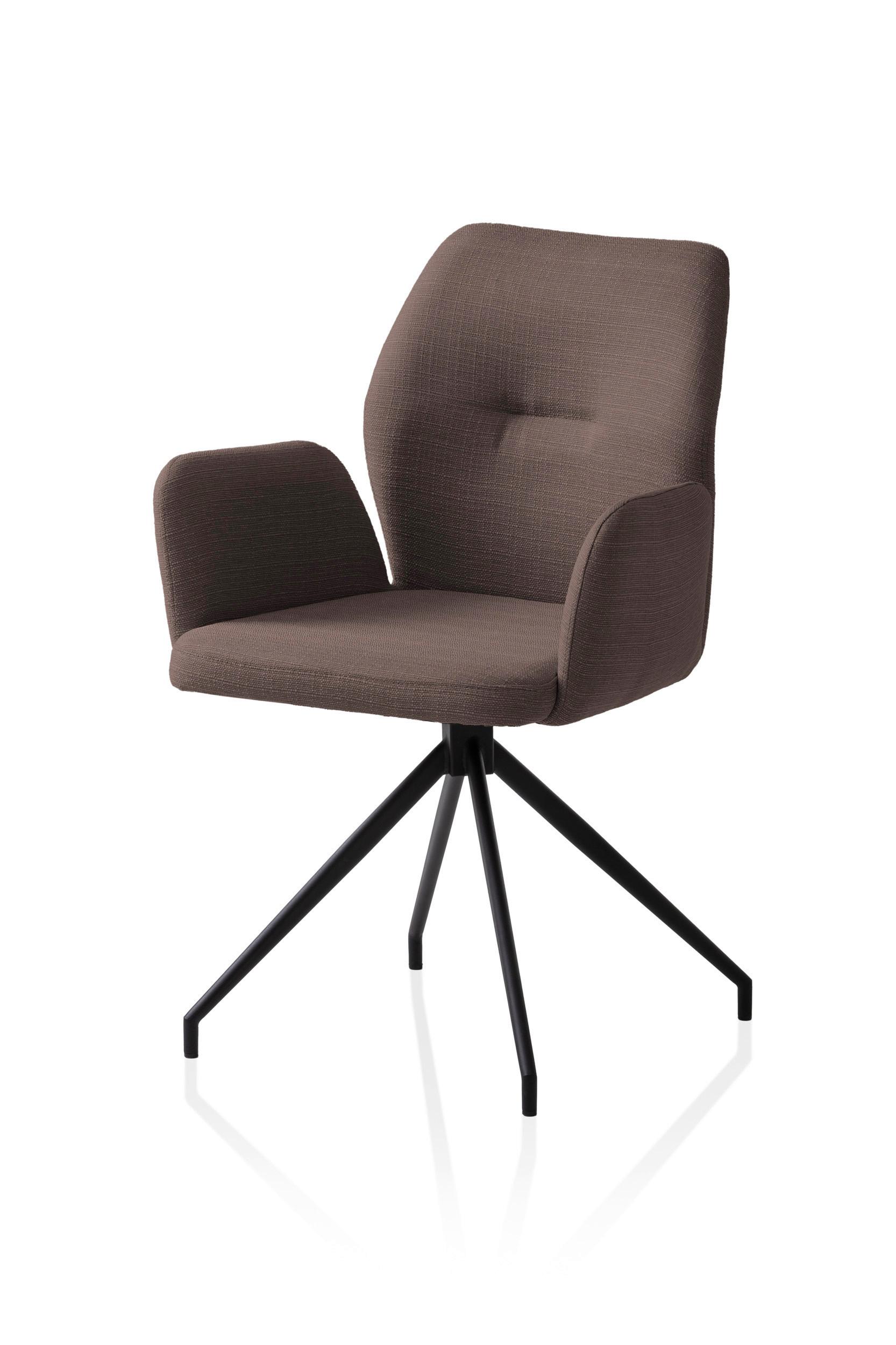 Naslanjač Hilda, Rjava, Vrtljiv - črna/rjava, Moderno, kovina/tekstil (59/88/58cm) - Livetastic