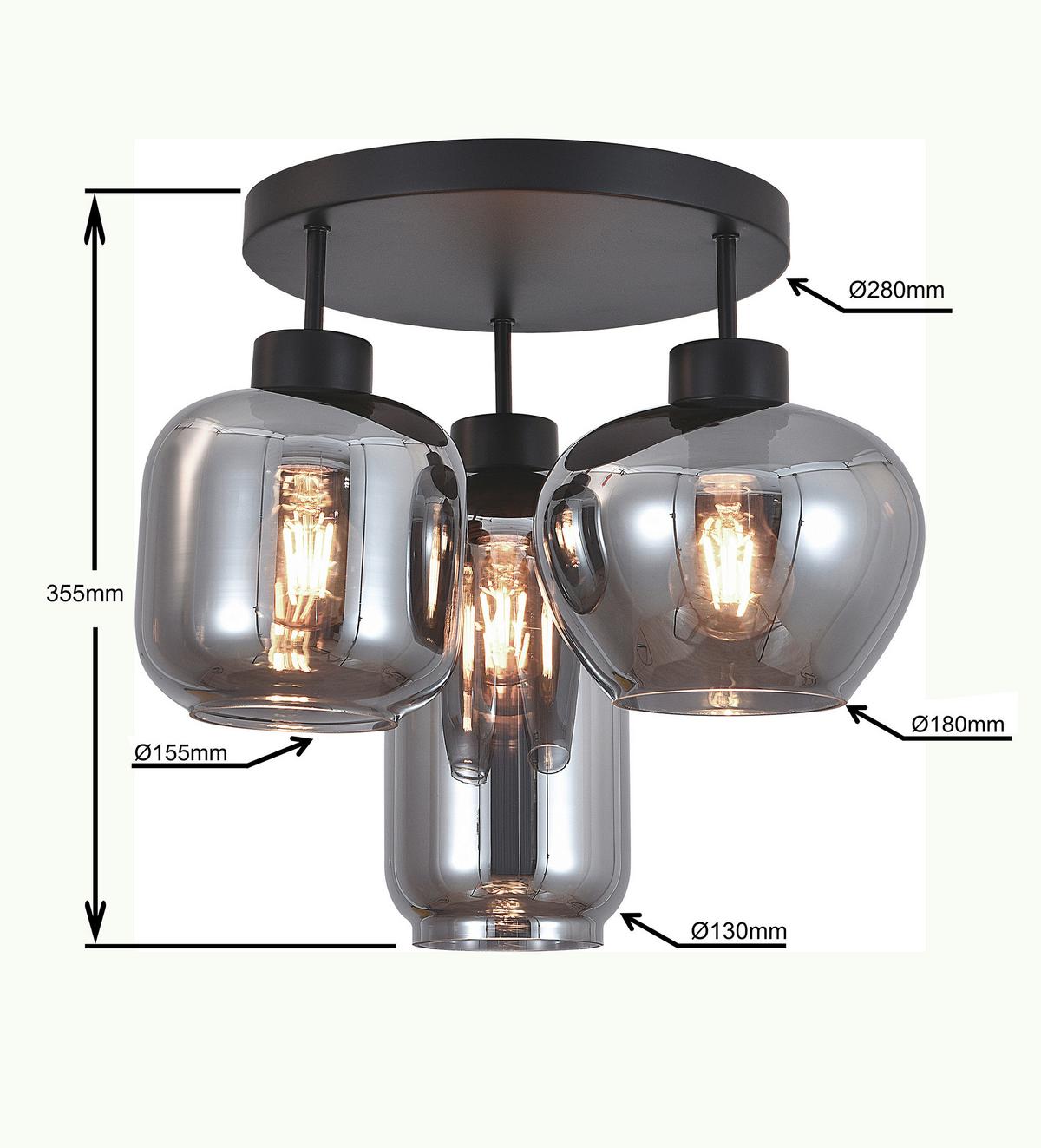 LAMPA SUFITOWA LISA - czarny, Design, metal/szkło (42/35,5cm) - Collet's Monde