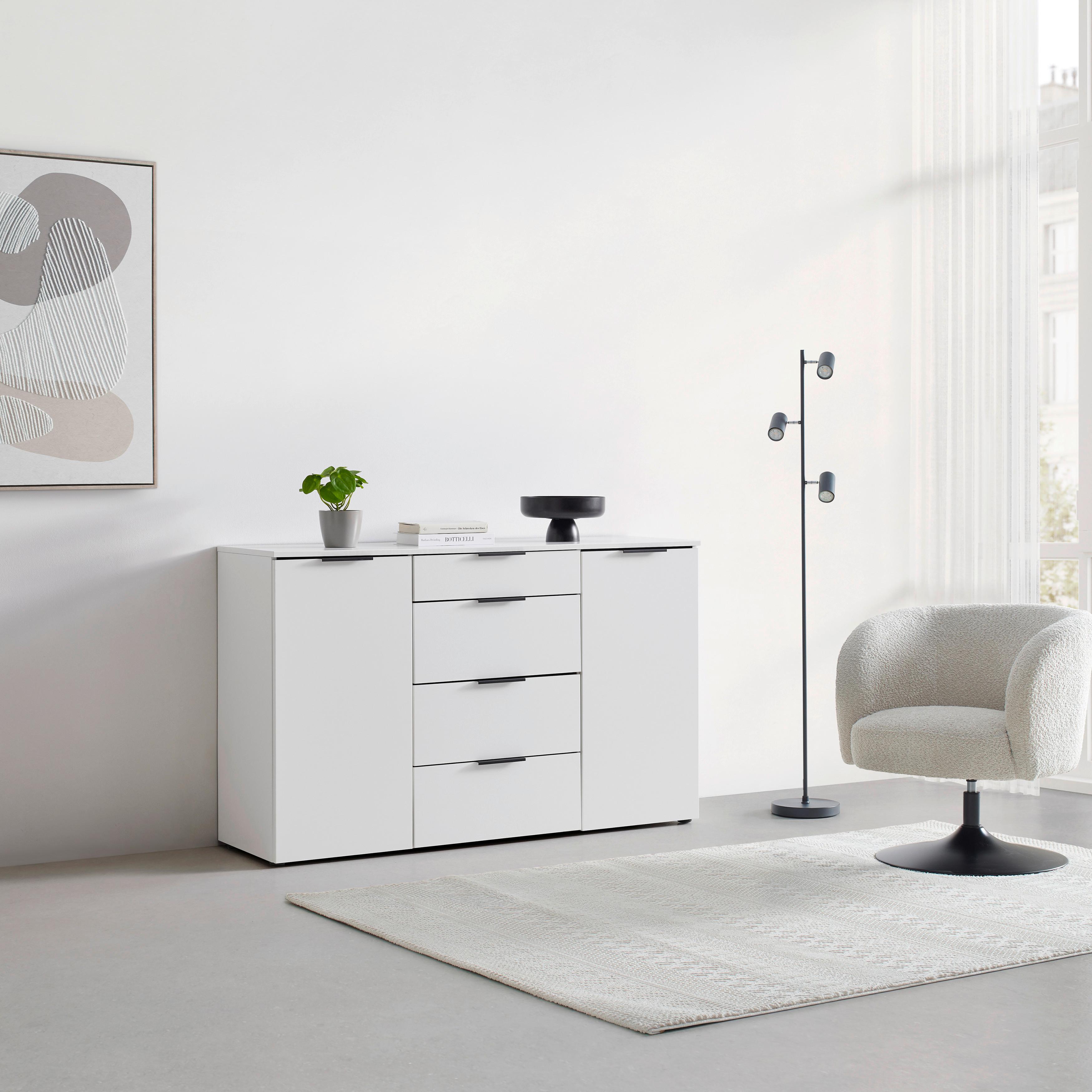 Kommode Level 36 Black A Weiß - Schwarz/Weiß, KONVENTIONELL, Holzwerkstoff/Kunststoff (135/84/41cm) - Premium Living