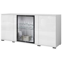 Sideboard Caro ca. 150x70 cm Weiß - Weiß Hochglanz/Schwarz, Design, Glas/Holzwerkstoff (150/69,7/39,5cm) - P & B