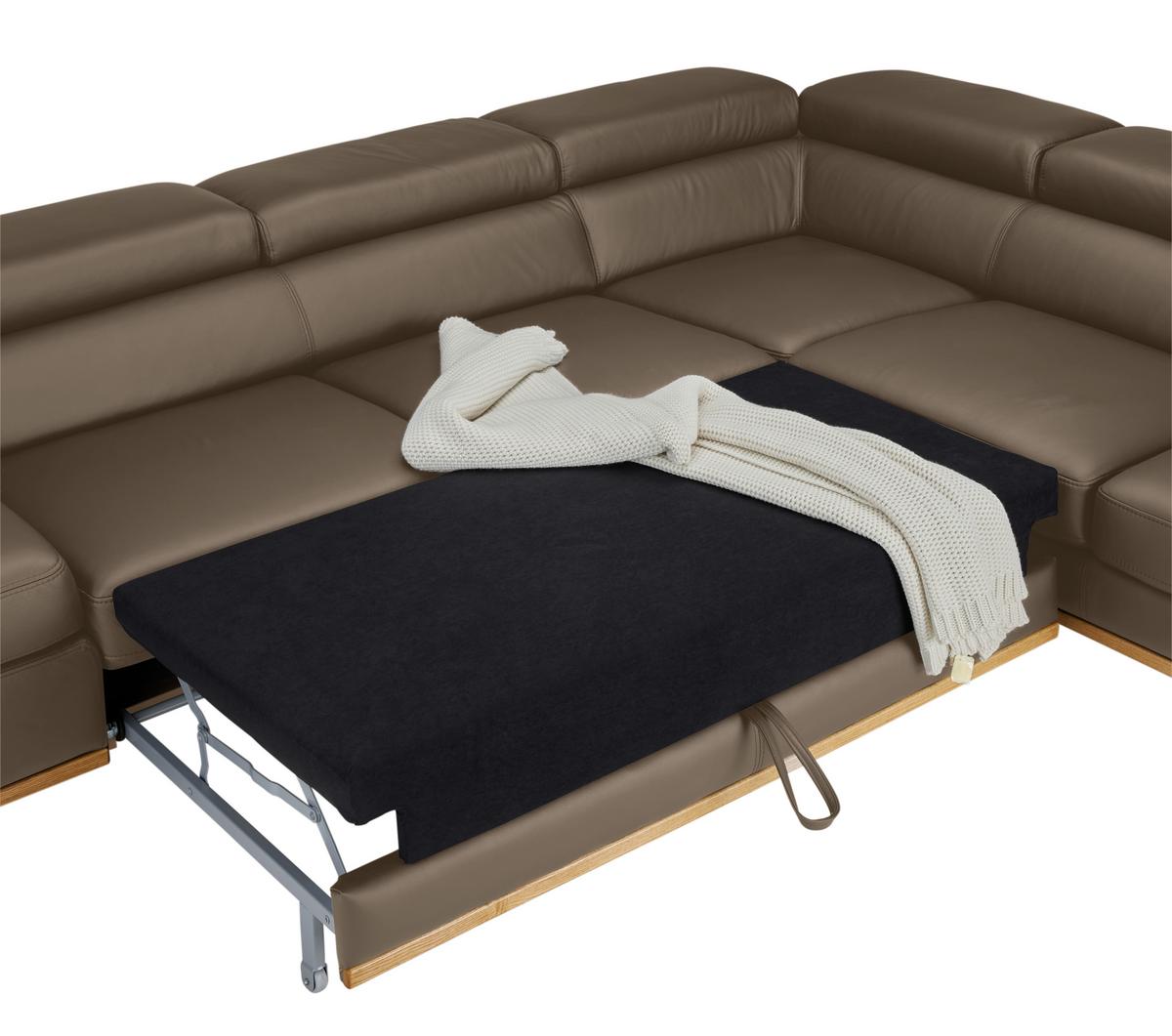 Wohnlandschaft Carmen rechts Haselnussfarben - Haselnussfarben/Schwarz, MODERN, Leder/Holz (292/72/226cm) - Premium Living