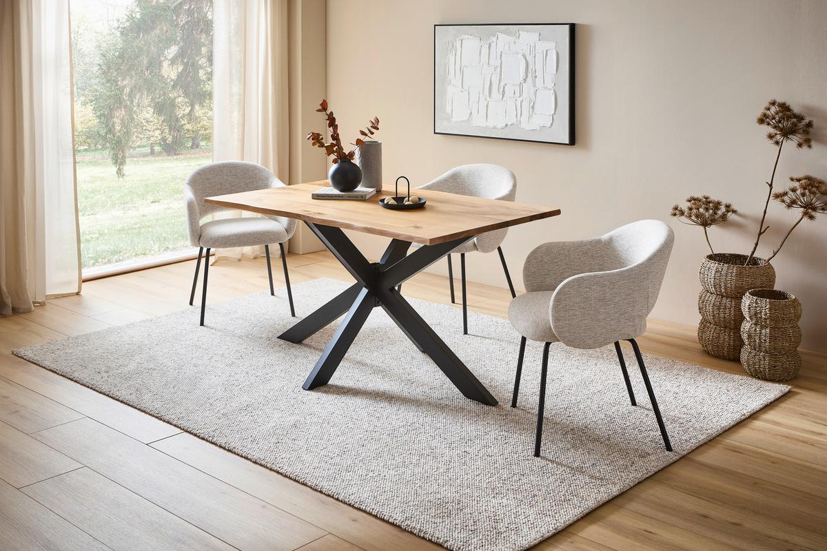 STÓŁ DO JADALNI SPEED - kolor dębowy/czarny, Lifestyle, metal/drewno (140/80/76cm) - Linea Natura