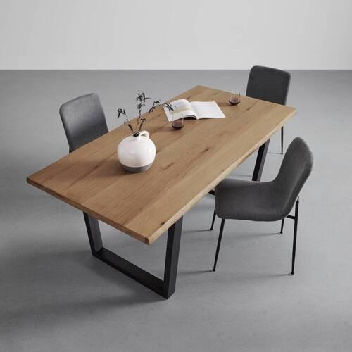 Étkezőasztal Juno - Tölgyfa/Fekete, modern, Fa/Fém (180/90/76cm) - Bessagi Home