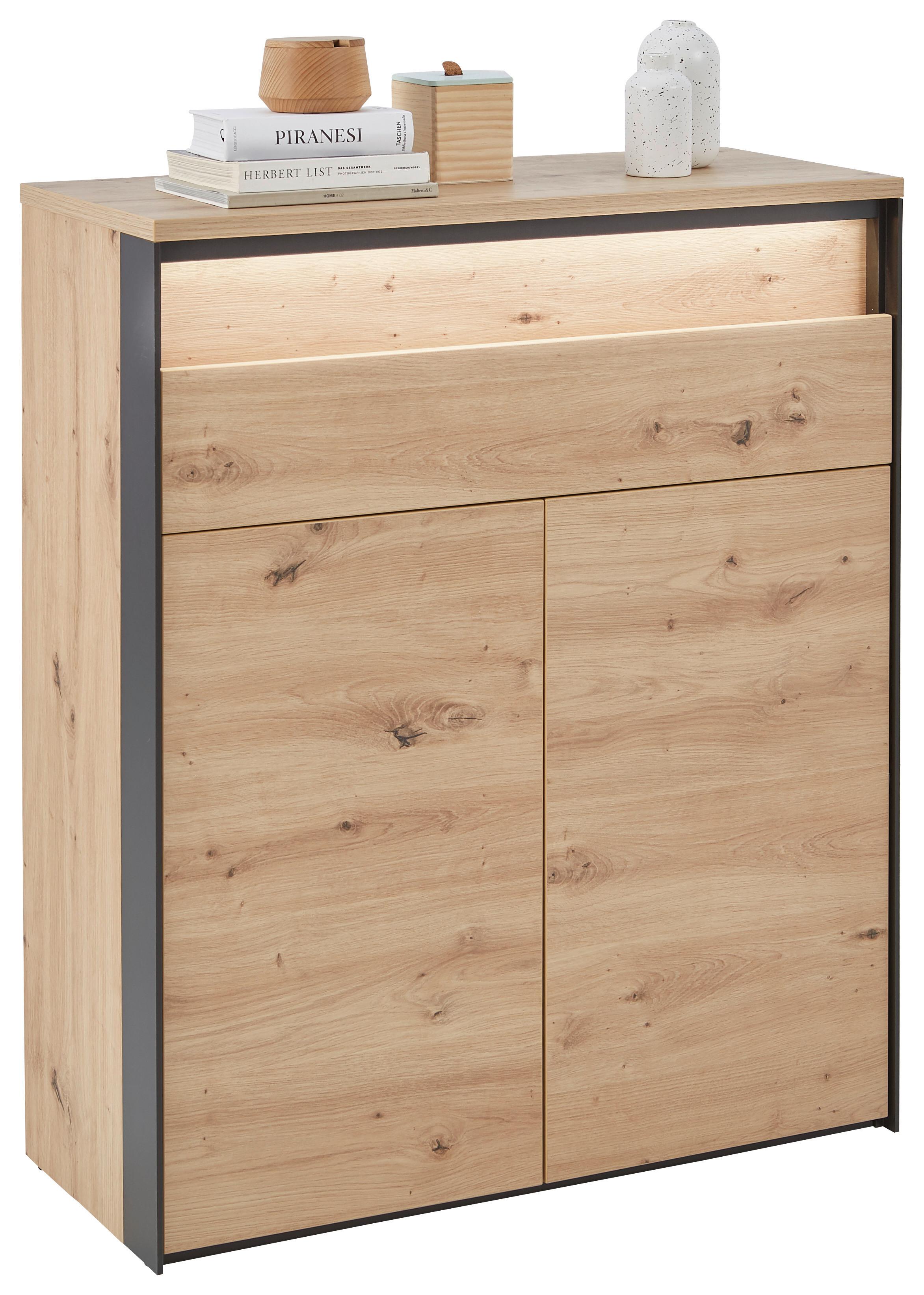 SZAFKA NA BUTY EDRA - czarny/dąb artisan, Konventionell, materiał drewnopochodny (87,7/105,6/37,8cm) - Voleo