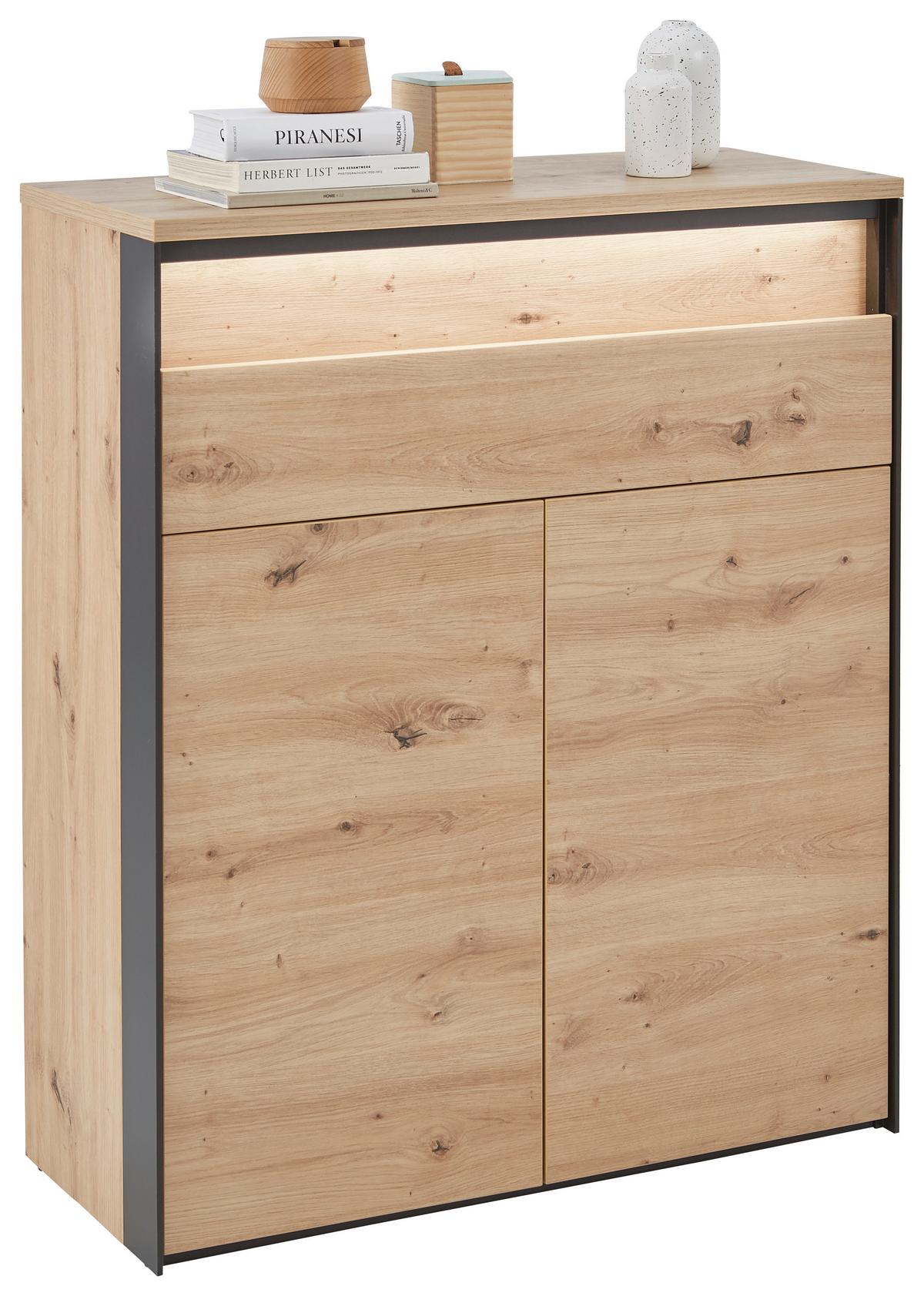 SZAFKA NA BUTY EDRA - czarny/dąb artisan, Konventionell, materiał drewnopochodny (87,7/105,6/37,8cm) - Voleo