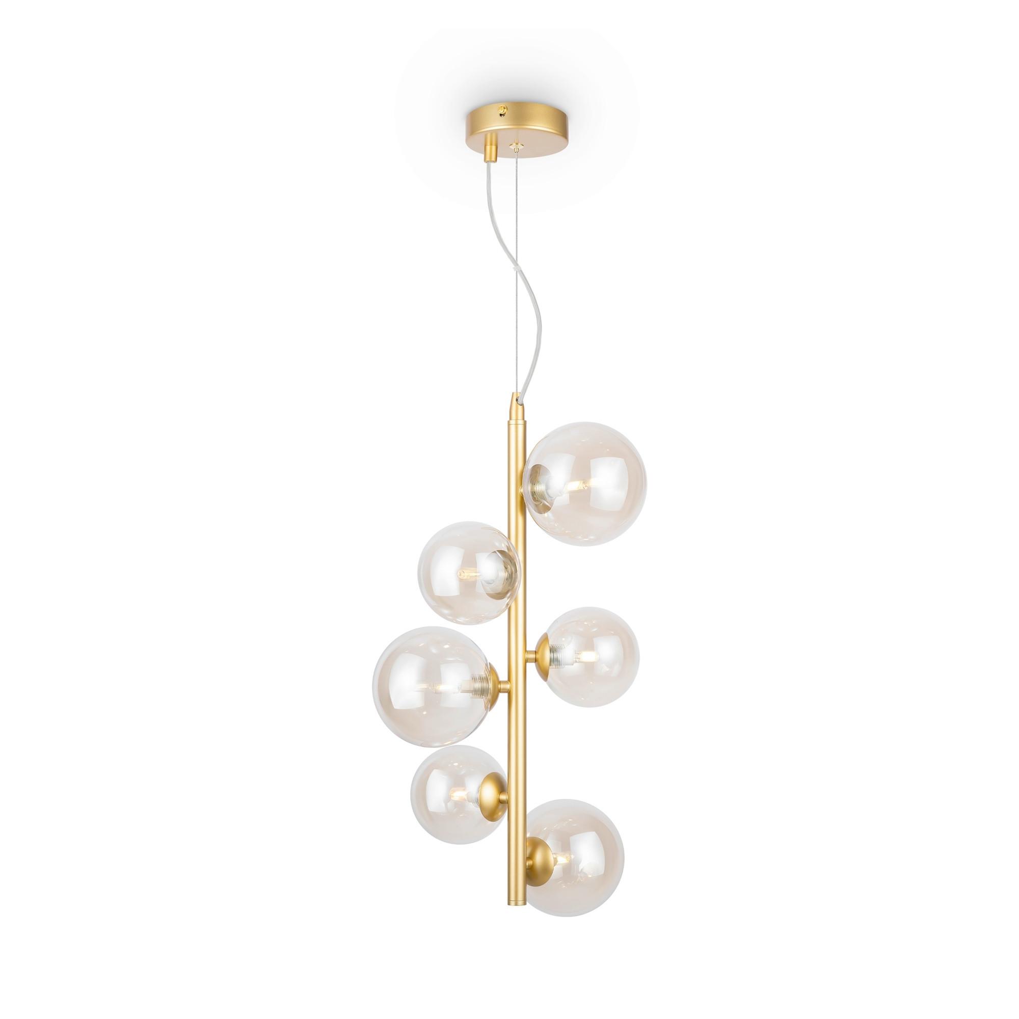 Pendelleuchte Dallas - Goldfarben/Bernsteinfarben, Trend, Glas/Metall (29/170cm) - MAYTONI