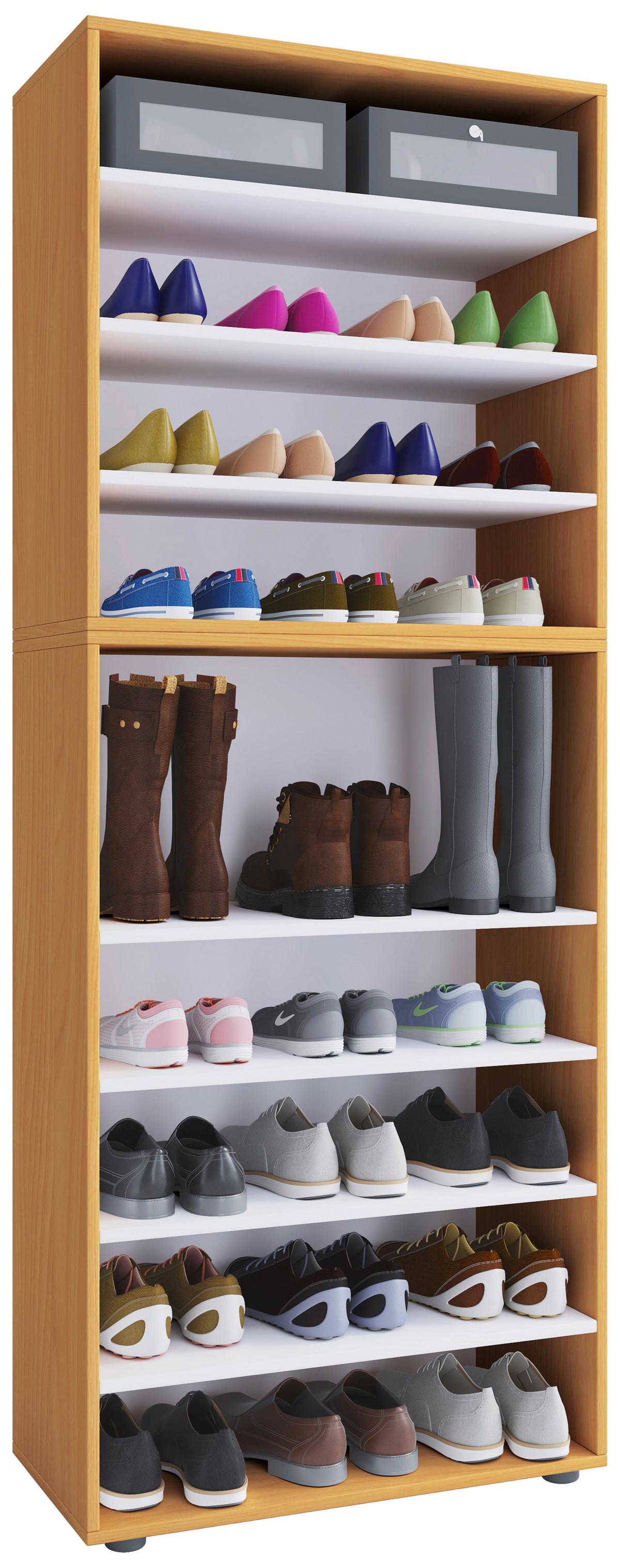 Schuhregal Lona XXL ca.70x183x37cm Buchefarben - Buchefarben/Schwarz, KONVENTIONELL, Holzwerkstoff/Kunststoff (70/183/37cm) - MID.YOU