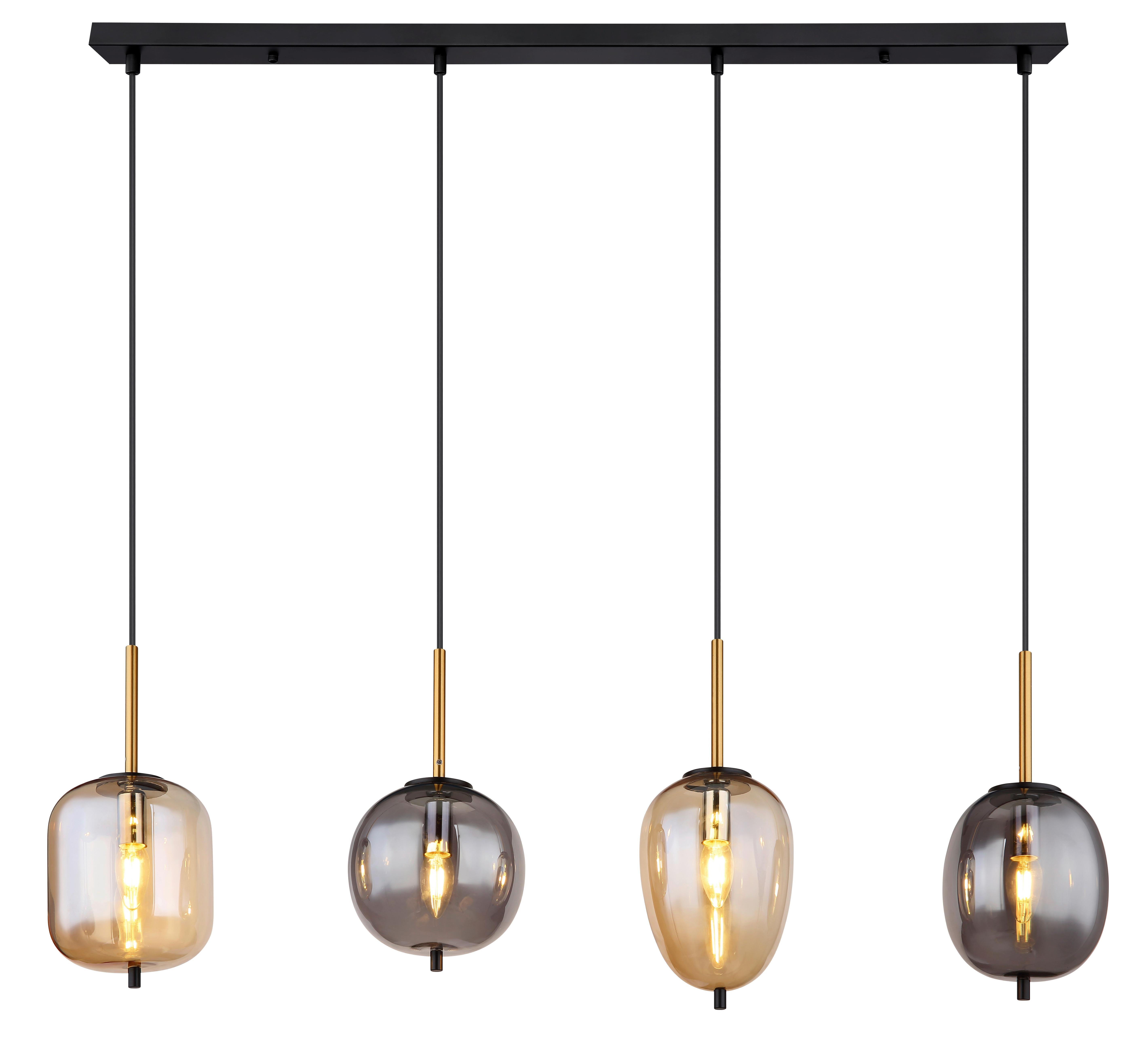 Svjetiljka Viseća 15345-4a Blacky - boje mjeda/crna, Design, staklo/metal (110/18,5/120cm) - Globo