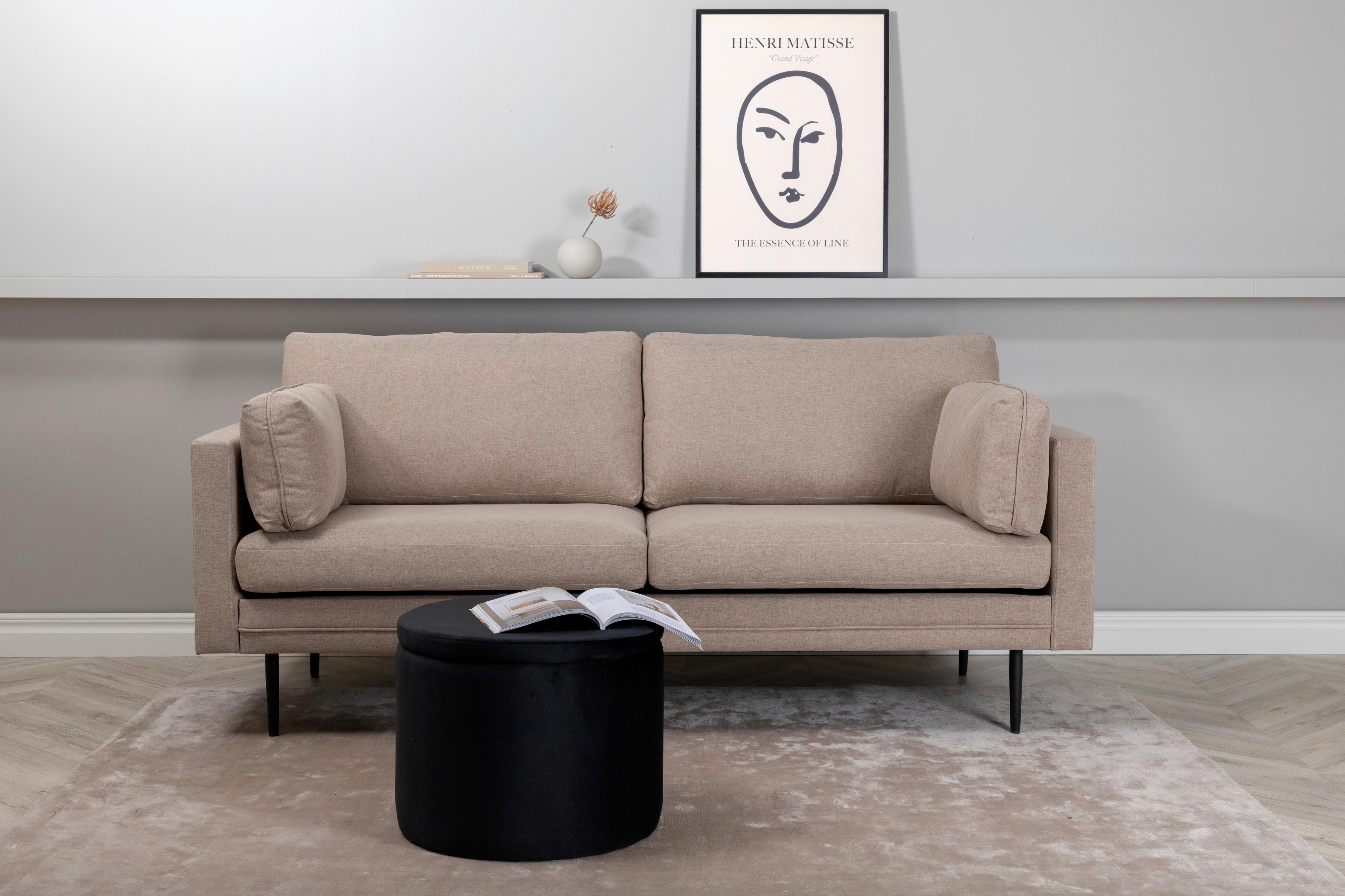 2-SITZER-SOFA BOOM - Hellbraun/Schwarz, Design, Textil/Metall (203/84/90cm) - Livetastic