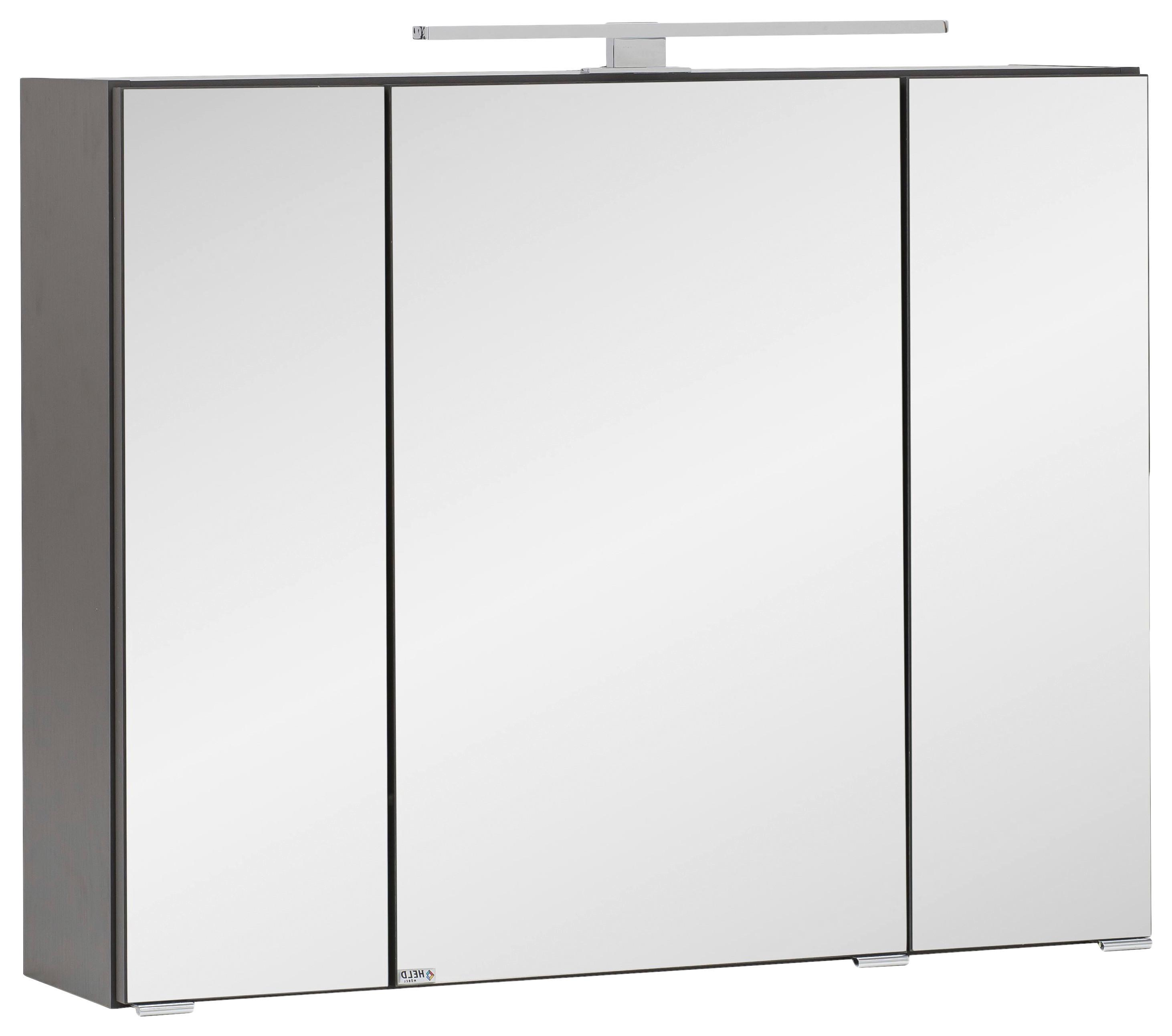 Spiegelschrank Kopenhagen mit LED 3 türig ca.80x64cm Graphit - Chromfarben/Graphitfarben, KONVENTIONELL, Glas/Holzwerkstoff (80/64/20cm) - Held
