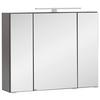 Spiegelschrank Kopenhagen mit LED 3 türig ca.80x64cm Graphit - Chromfarben/Graphitfarben, KONVENTIONELL, Glas/Holzwerkstoff (80/64/20cm) - Held