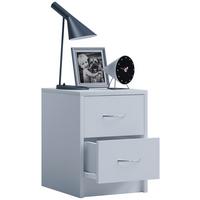 Nočna Omarica Boxal Mini, Bela - bela/barve aluminija, Basics, leseni material (35/40/35cm) - MID.YOU