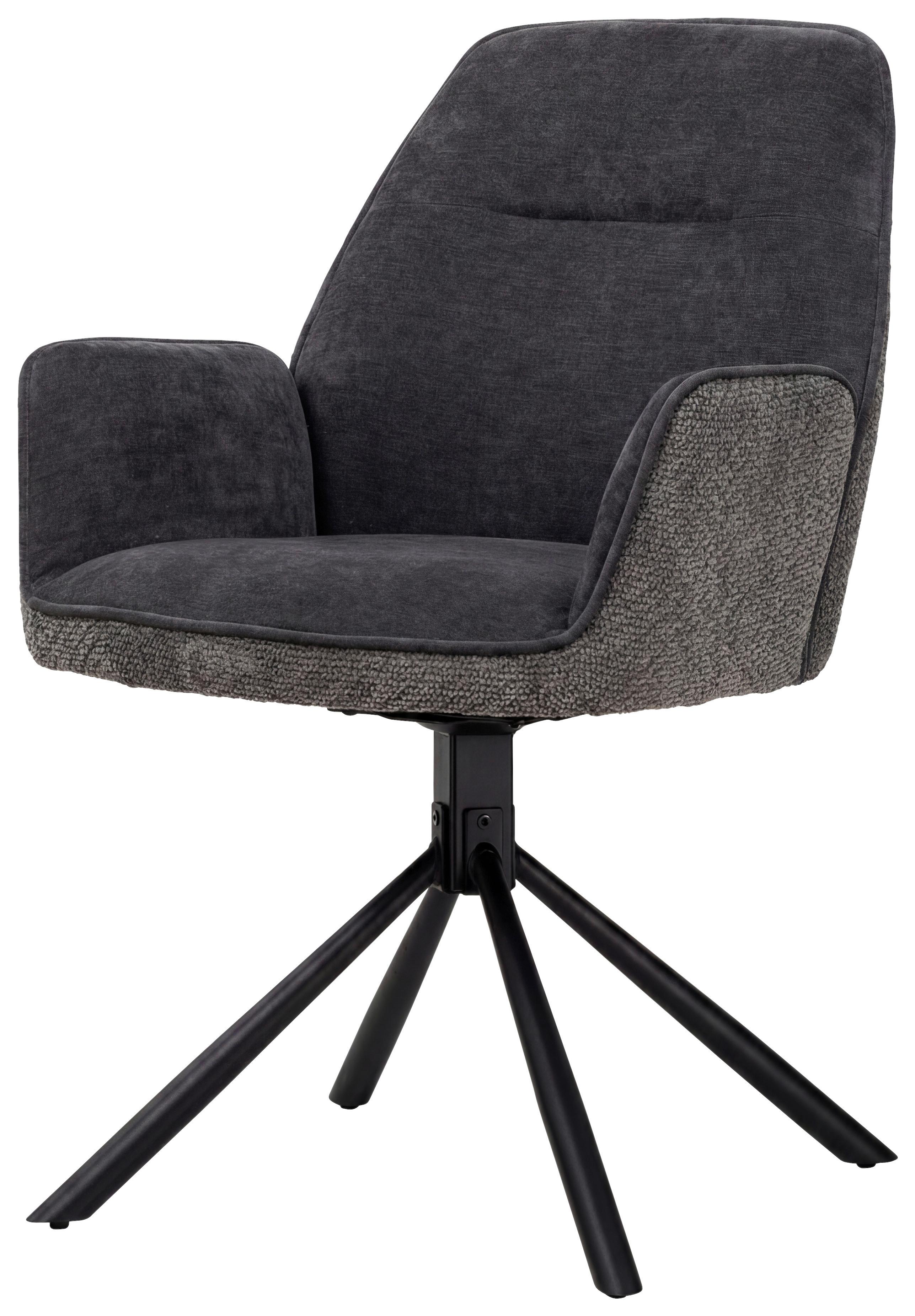 STOL MED ARMSTÖD QUEENS - svart/antracit, Design, metall/textil (60/89/64cm) - Mömax