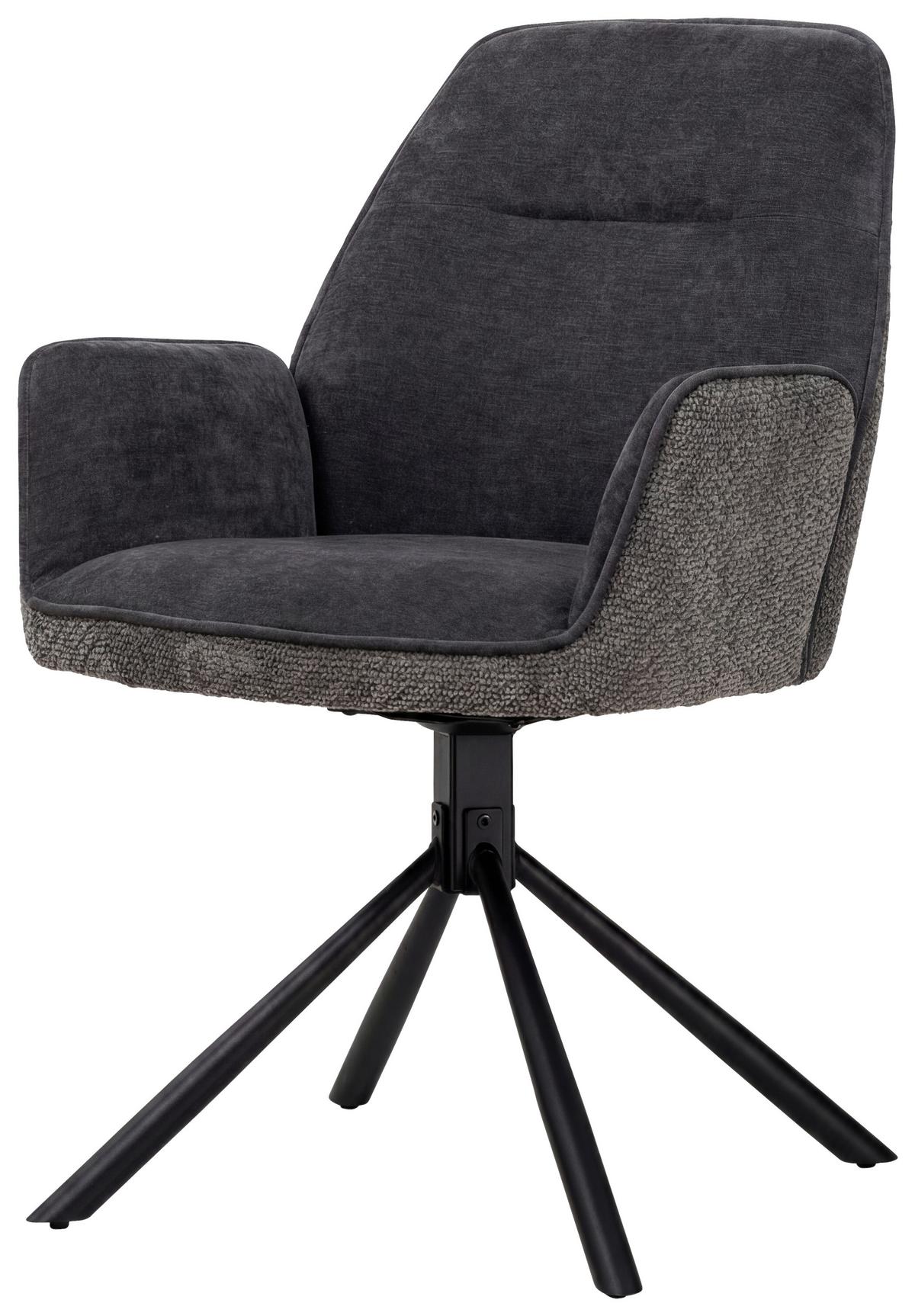 Armlehnstuhl Queens Anthrazit - Anthrazit/Schwarz, Design, Textil/Metall (60/89/64cm) - Mömax