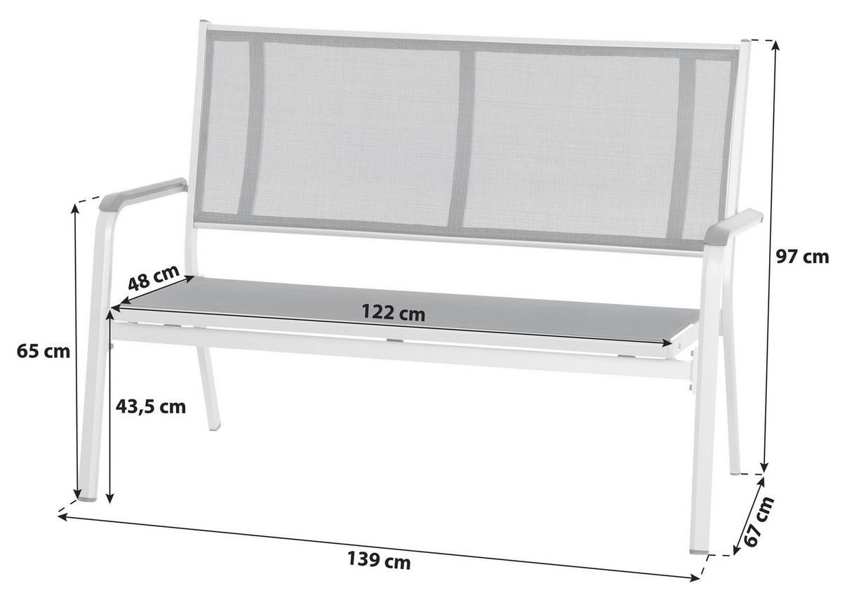 Gartenbank Metall/Textil 2-Sitzer Tesoro - Anthrazit/Schwarz, KONVENTIONELL, Kunststoff/Textil (139/97/67cm) - Siena Garden
