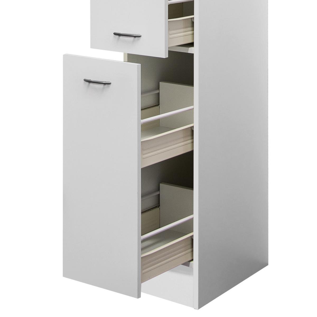 Apothekerschrank in Weiß ´WITO AHS30 B: 30 CM´ - Edelstahlfarben/Weiß, Holzwerkstoff/Kunststoff (30/200/57,1cm) - FlexWell
