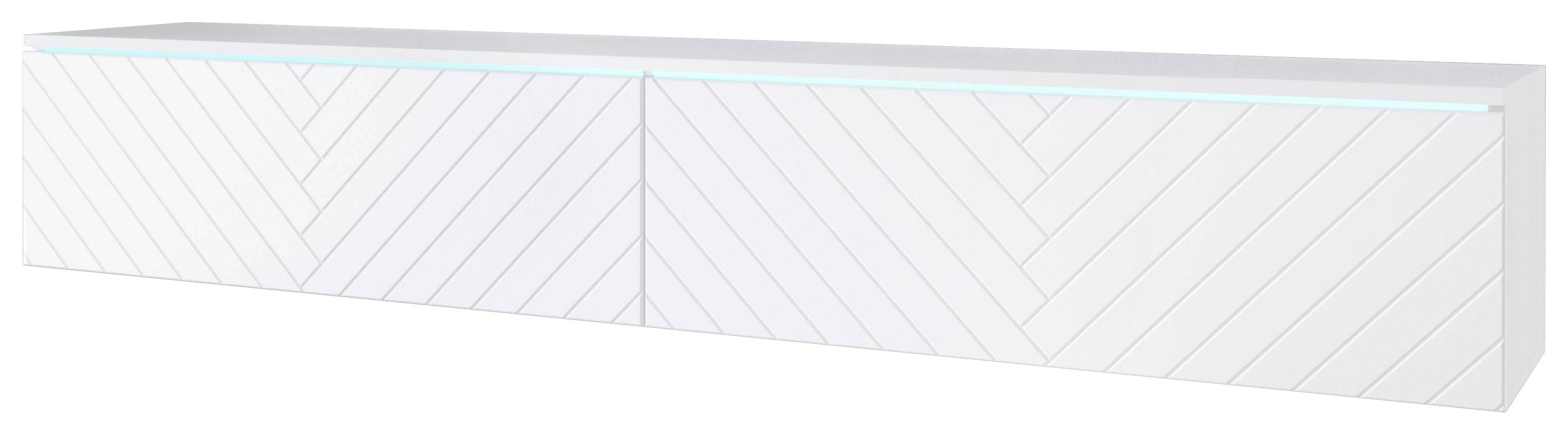 Lowboard ca. 180x30 cm mit LED Fischgräte Weiß - Weiß/Grau, Basics, Holzwerkstoff/Kunststoff (180/30/33cm) - P & B