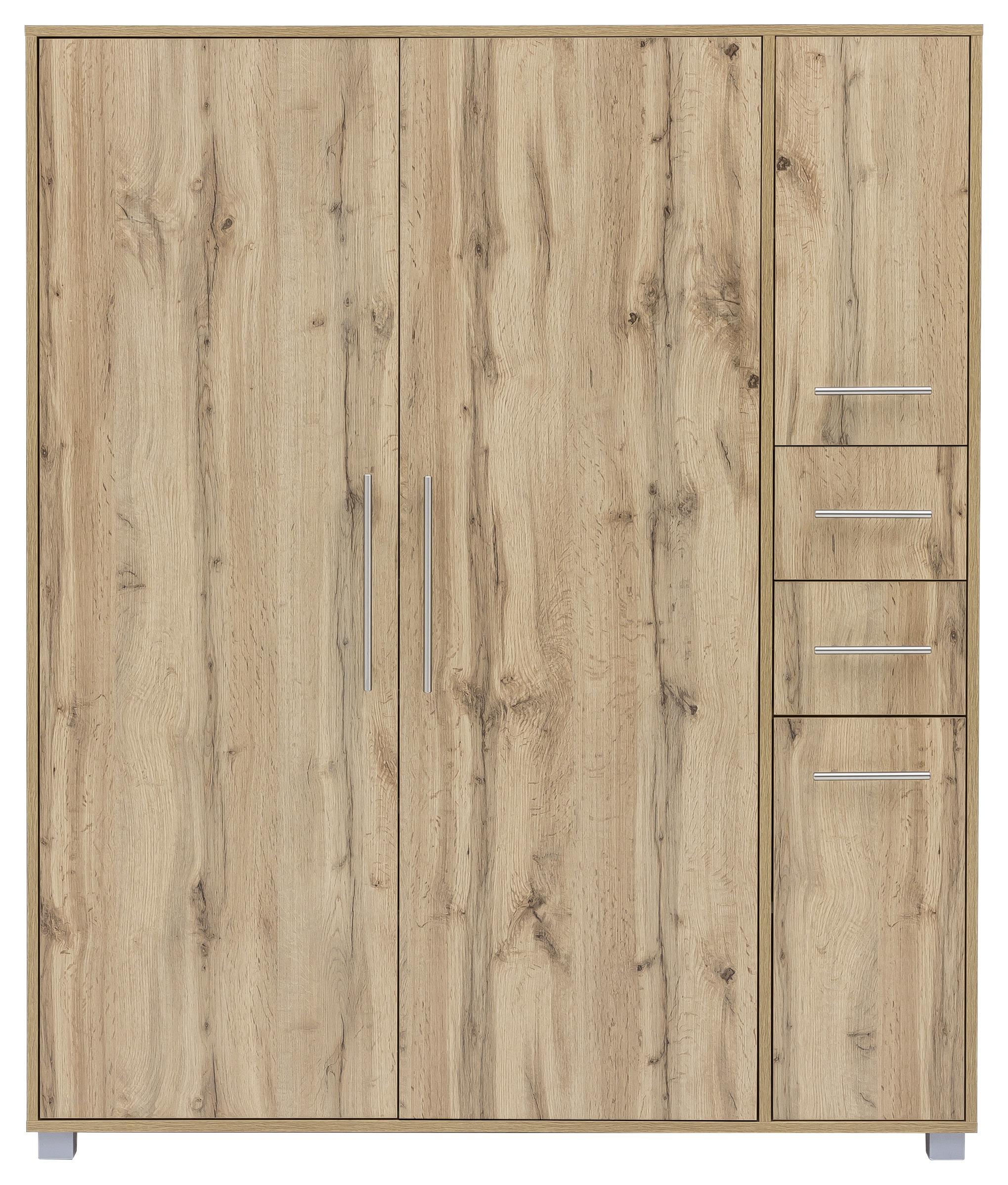 Schuhschrank "Pisa" , braun - Silberfarben/Braun, Basics, Holzwerkstoff/Kunststoff (131,9/161,7/33,05cm) - MID.YOU