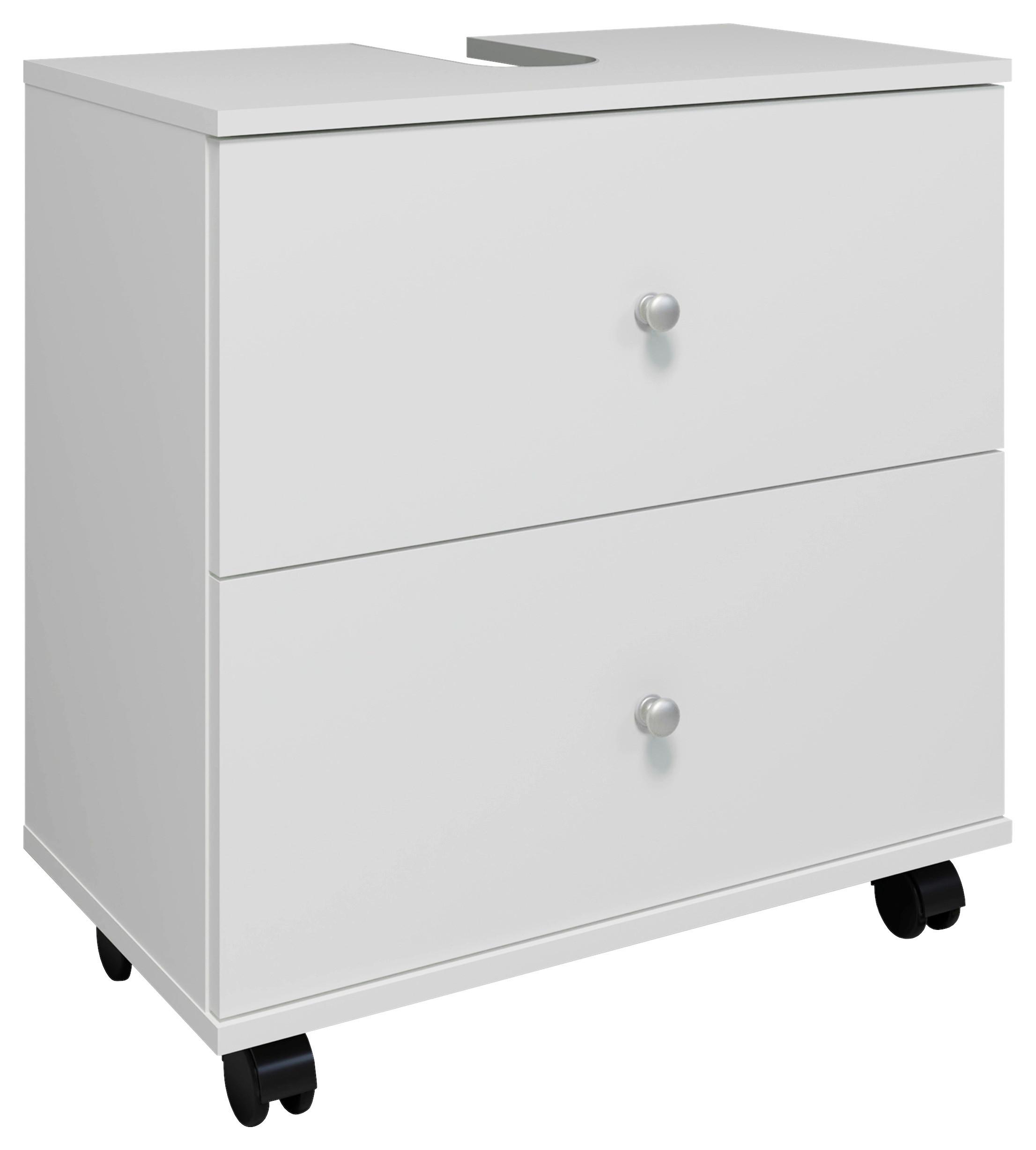 WASCHBECKENUNTERSCHRANK NILOSI L - Weiss/Silberfarben, Modern, Holzwerkstoff/Kunststoff (60/61/33cm) - MID.YOU