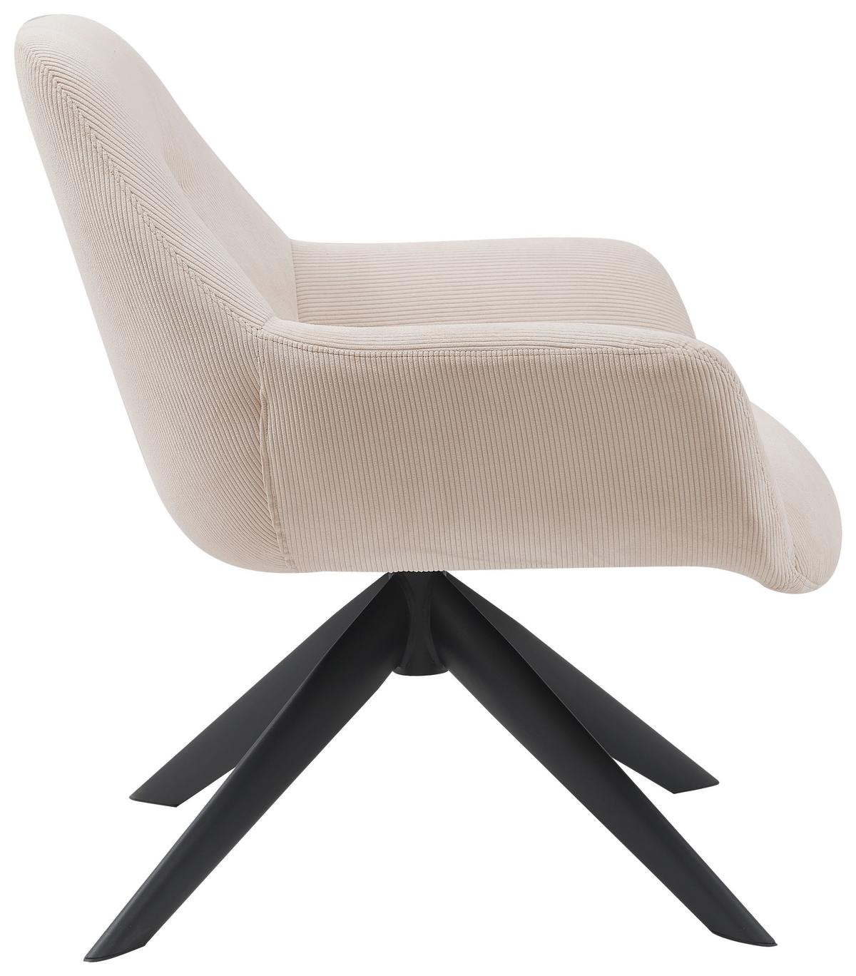 FOTEL ANSGAR - kremowy/czarny, Modern, metal/tkanina (78/78/75cm) - MID.YOU