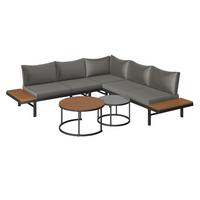 Lounge Garnitura Zürich, Akacija, Kovina, 4-Delno - siva/naravne barve, Moderno, kovina/steklo (261/261cm) - Beldano