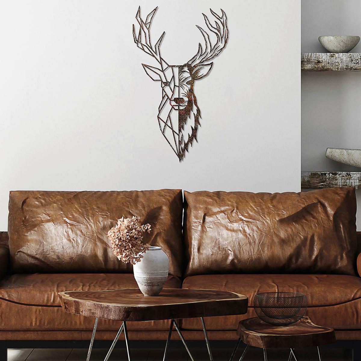 OBRAZ METALOWY RUSTY DEER 3 - kolor brązu, Basics, metal (70/42cm)