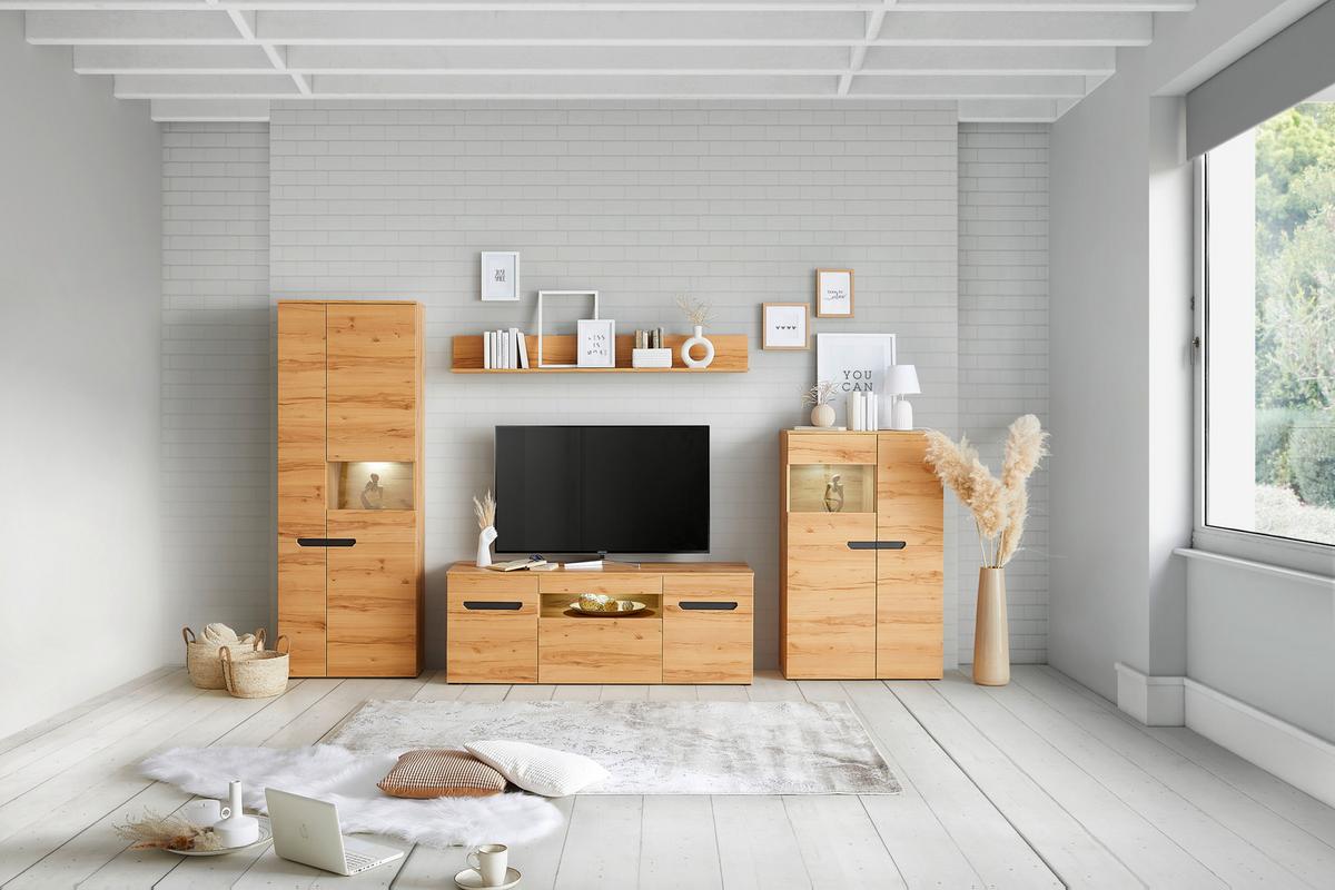 Vitrina Alana, Barva Bukve - Moderno, umetna masa/steklo (71,8/195,4/33cm) - Mömax