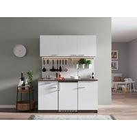 Miniküche Oliver mit Geräten ca. 150 cm Weiß - Eichefarben/Alufarben, Basics, Holzwerkstoff/Kunststoff (150cm) - Respekta