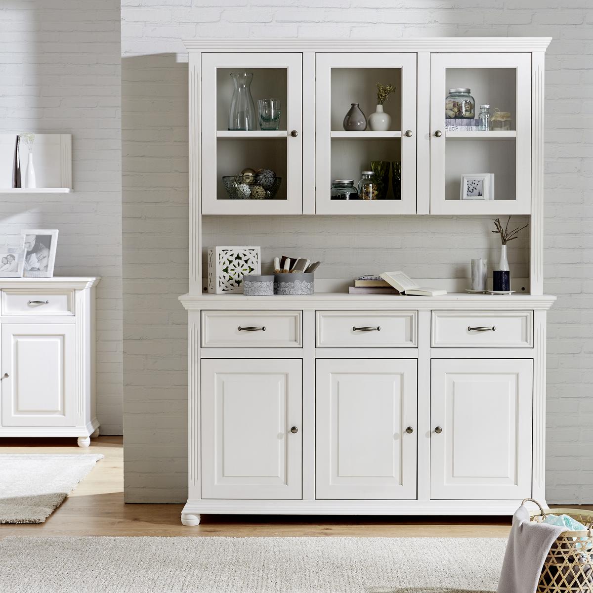 Buffet in Weiss Massiv - Weiss, Romantik / Landhaus, Holz/Metall (151,5/200cm) - Zandiara