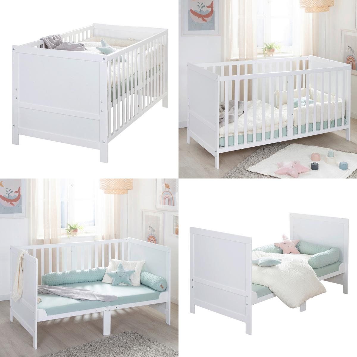 Rácsos Kiságy, Átalakítható Easy Sleep - fehér, Basics, faalapú anyag (78/78/142cm) - Roba