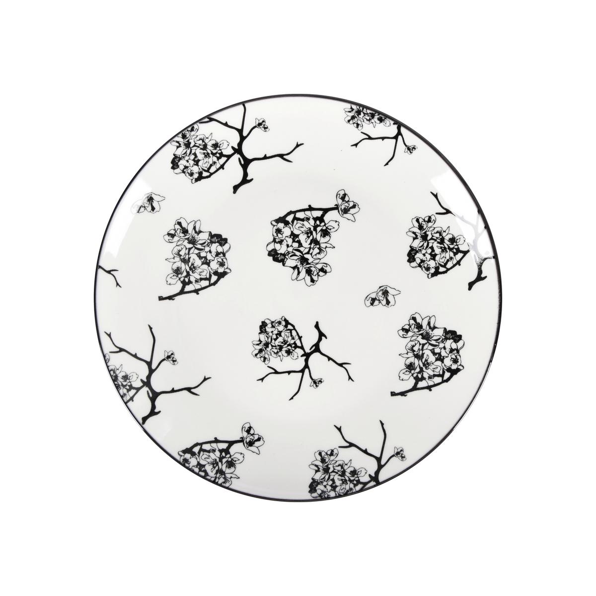 Dessertteller Shiva in Schwarz/Weiß  Ø ca. 20,4cm - Weiss/Schwarz, Lifestyle, Keramik (20,4/2,5cm) - Mömax