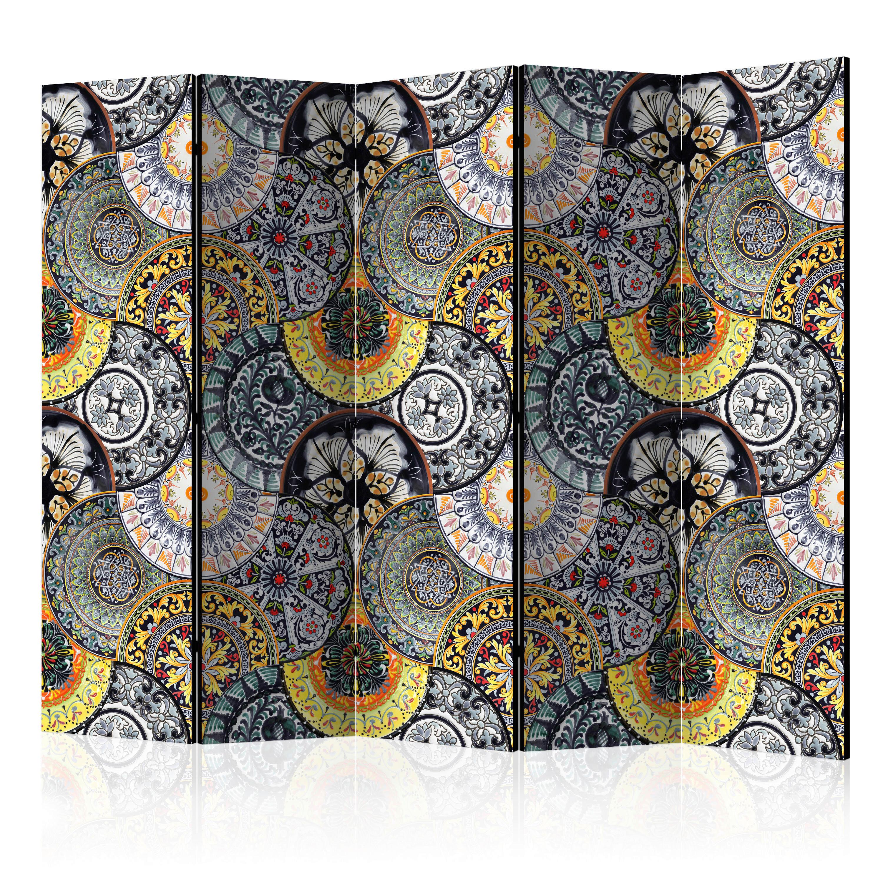 Paravan Painted Exoticism I, 5-Delni, Dvostranski - večbarvno, Basics, tekstil/les (225/172/3cm) - artgeist