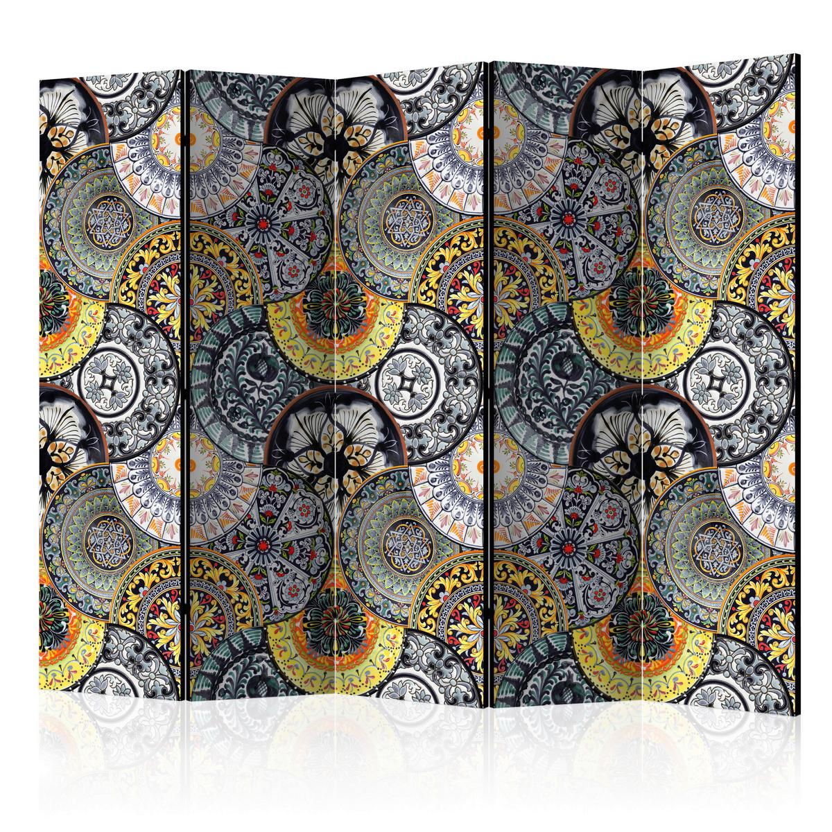 Paravan Painted Exoticism I, 5-Delni, Dvostranski - večbarvno, Basics, tekstil/les (225/172/3cm) - artgeist