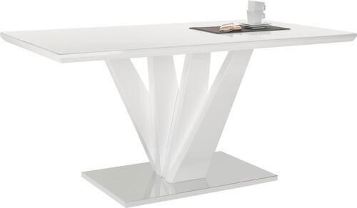 Esstisch Samuel in Weiss - Weiss/Edelstahlfarben, Modern, Glas/Holzwerkstoff (160/76/90cm) - Mömax