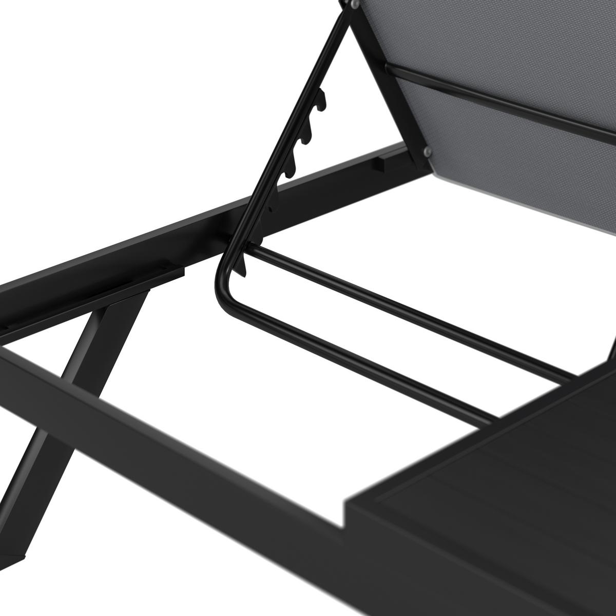 Gartenliege Avolina Hellgrau Outdoorstoff/Metall +Abdeckung - Dunkelgrau/Hellgrau, MODERN, Kunststoff/Textil (199/86/40cm) - Bessagi Garden