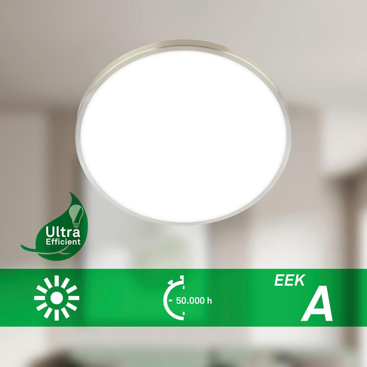 LAMPA SUFITOWA LED 3935012 KAIDA - kolor niklowy, Basics, tworzywo sztuczne/metal (33/6cm)