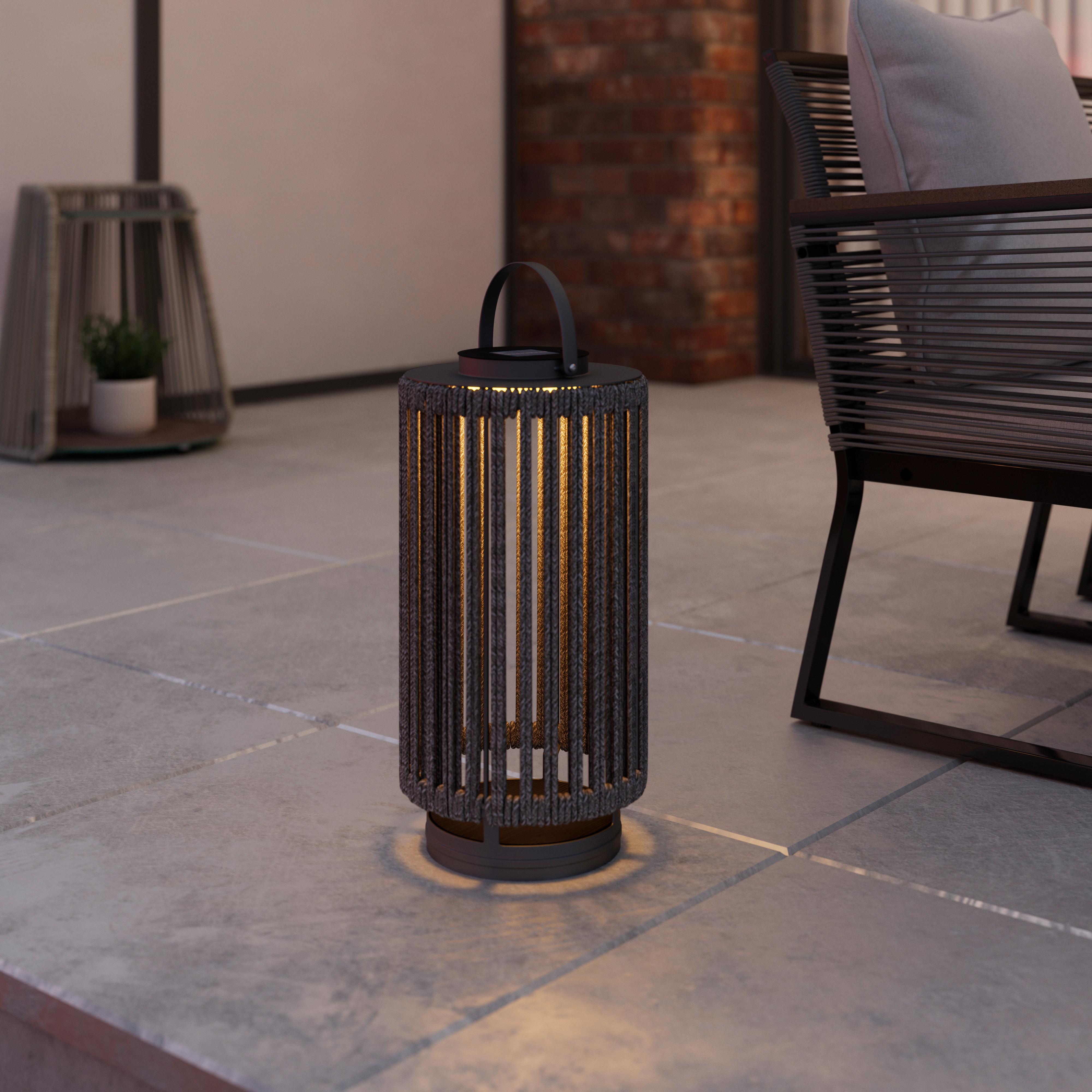 Solarleuchte Madonna Dunkelgr. Solar Schnurgeflecht - Dunkelgrau/Schwarz, MODERN, Textil/Metall (22/54/22cm) - Bessagi Garden