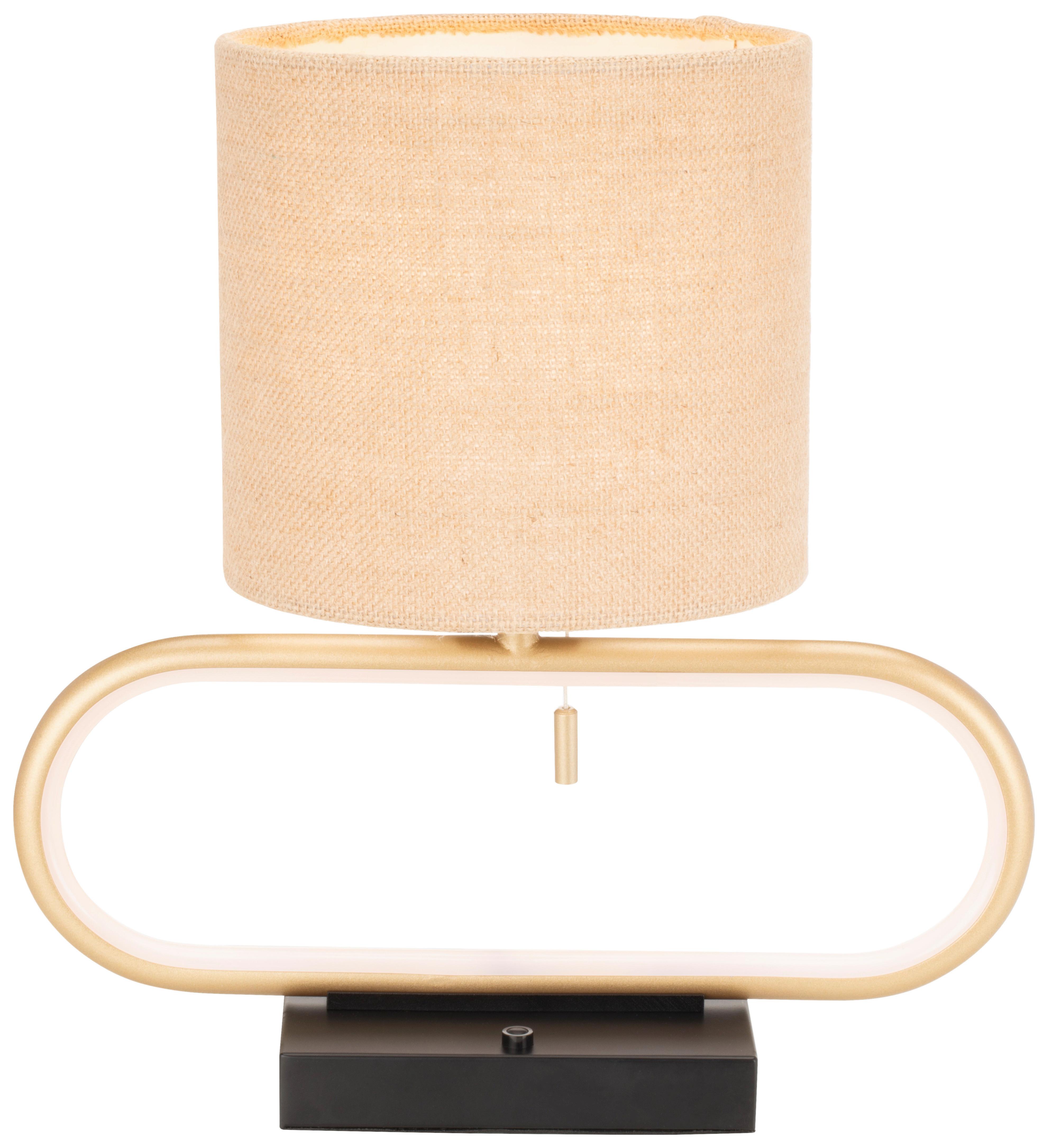 LED-Tischleuchte Fizu Naturfarben max. 6 Watt - Goldfarben/Naturfarben, MODERN, Textil/Metall (27,5/18/30cm) - Modern Living