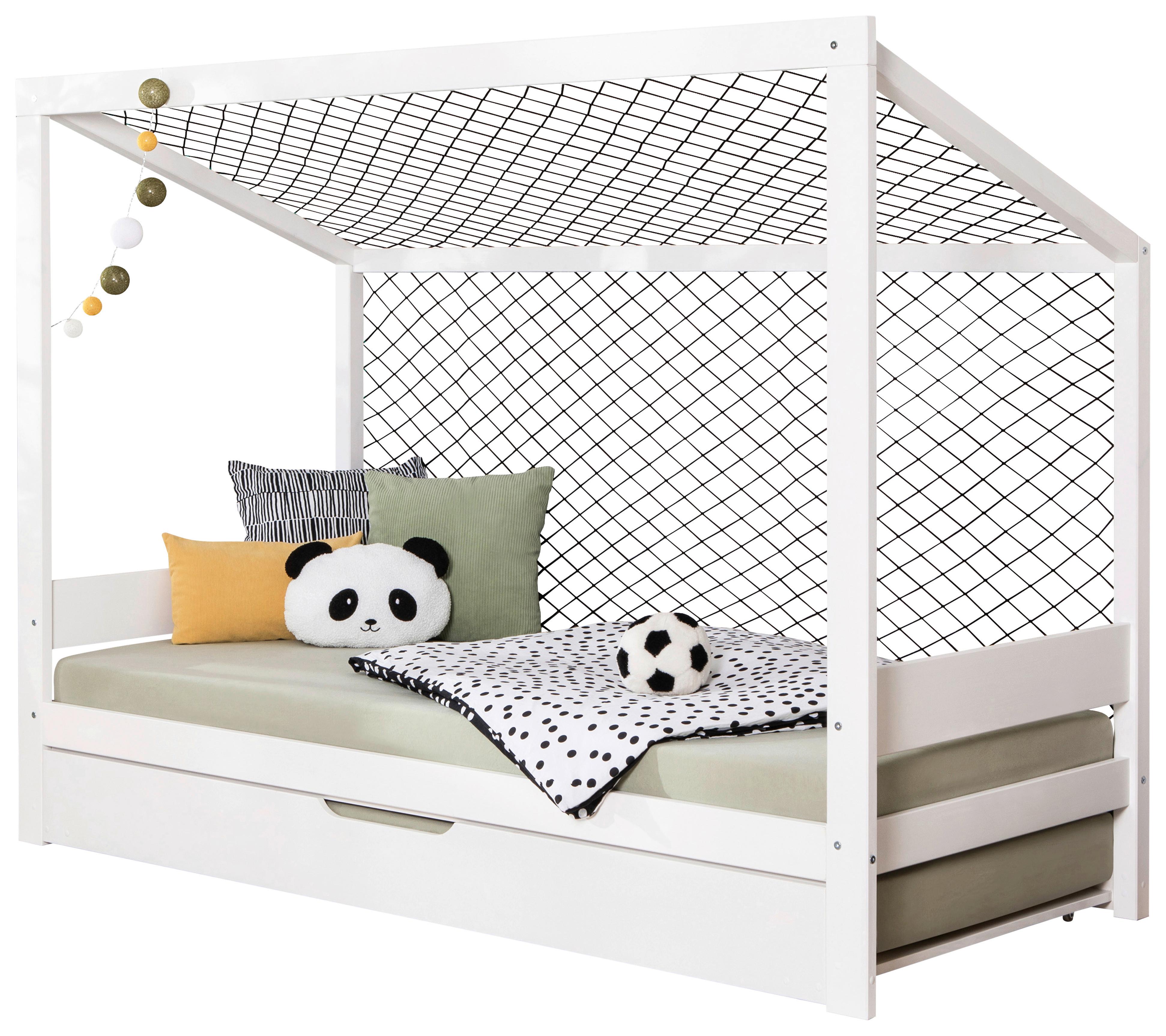 Ausziehbett Fußball Holz ca. 90x200 cm Weiß - Weiß, MODERN, Holz/Textil (90/200cm) - Livetastic